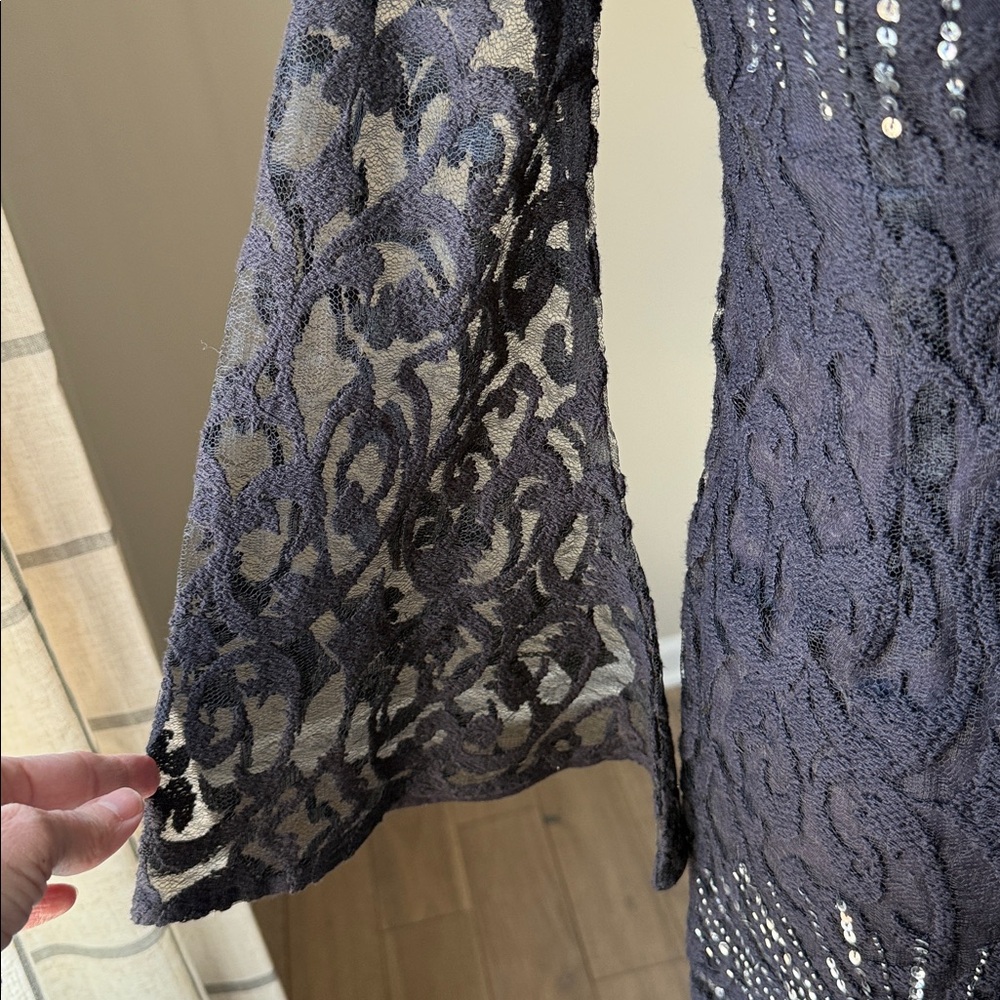Free People Black Lace Mini Dress with Starburst Details - Picture 9 of 15